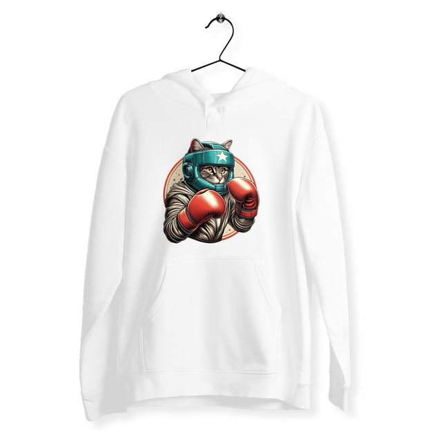 Image back Sweat à capuche unisexe durable - Le cat boxing