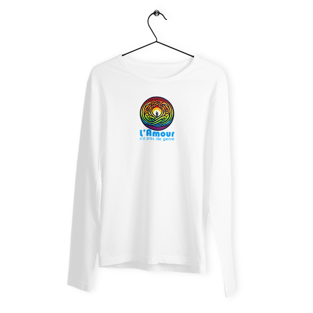 Image back T-shirt végan homme manches longues en coton biologique. L'amour n'a pas de genre.