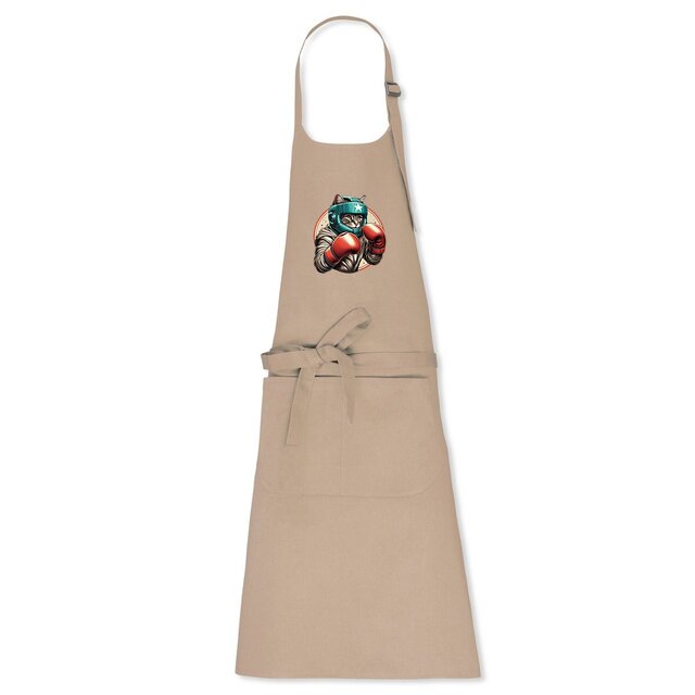 Image back Tablier cuisine en coton bio - Le chat boxeur
