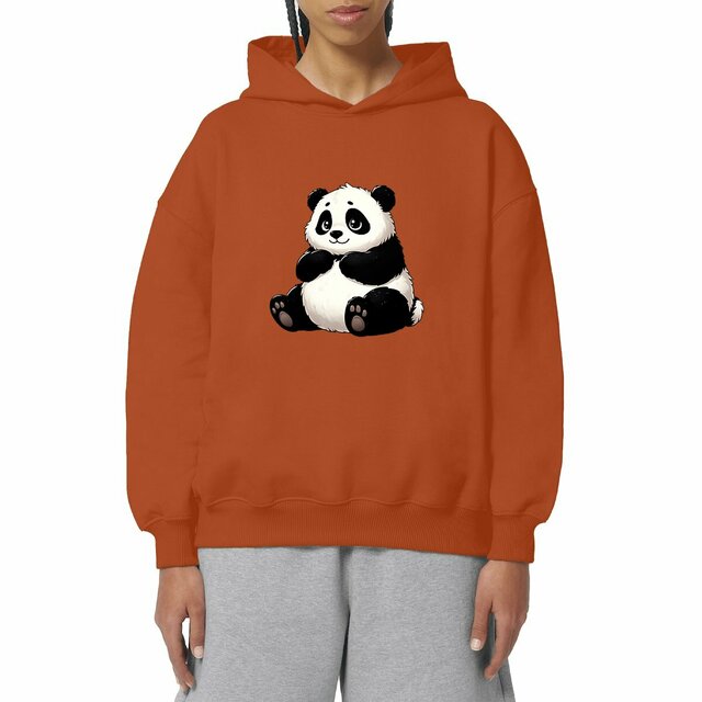 Image front Sweat panda à capuche Unisexe Oversized. 100% écoresponsable