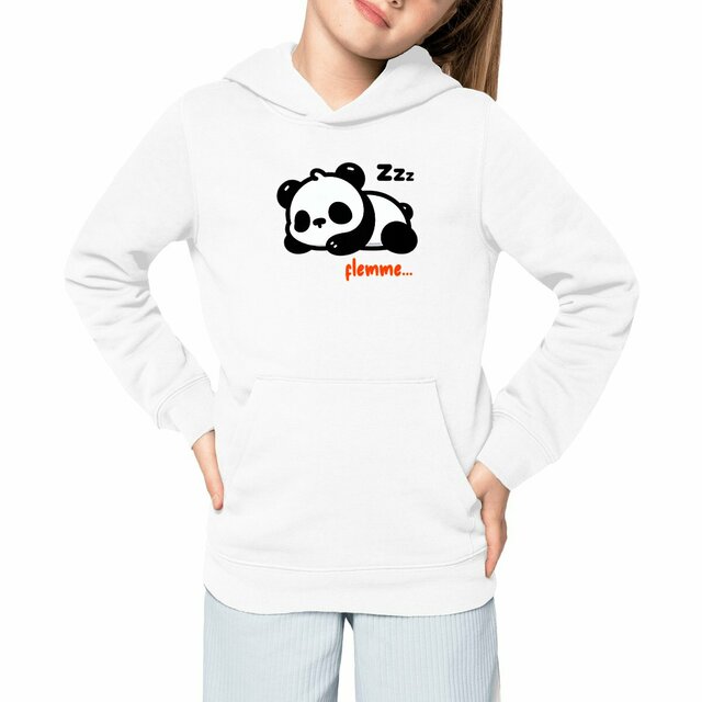 Image front Sweat panda à capuche Enfant. Entièrement écoresponsable.