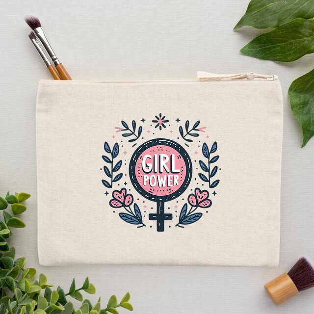 Image front Pochette trousse, porte-monnaie ou trousse à maquillage. Girl Power