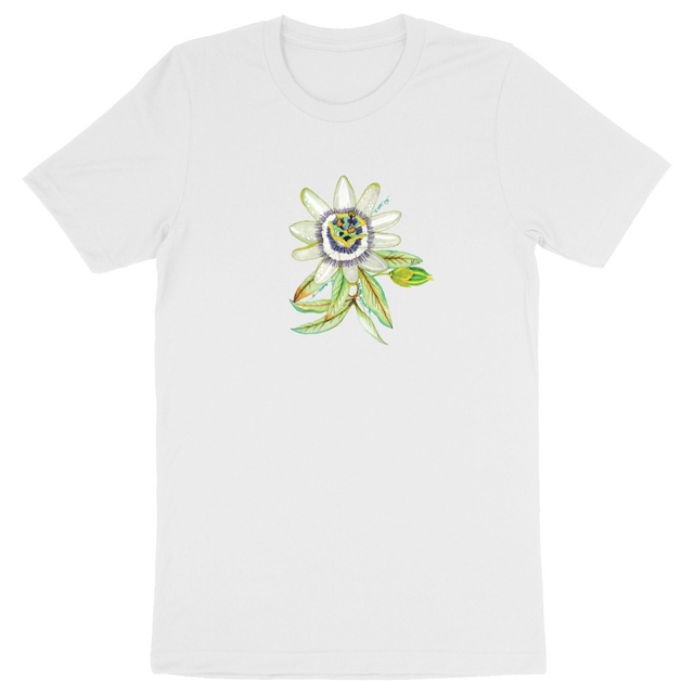 Image back T-shirt bio unisexe épais - Premium. Imprimé passiflore