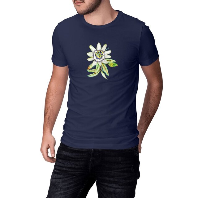 Image front T-shirt bio unisexe épais - Premium. Imprimé passiflore