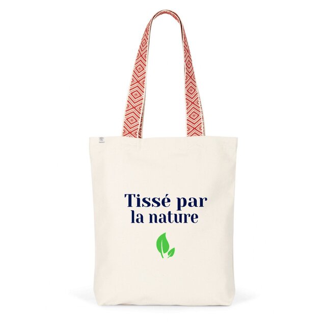 Image back Totebag ethnique en coton et polyester recyclé. Totebag végan