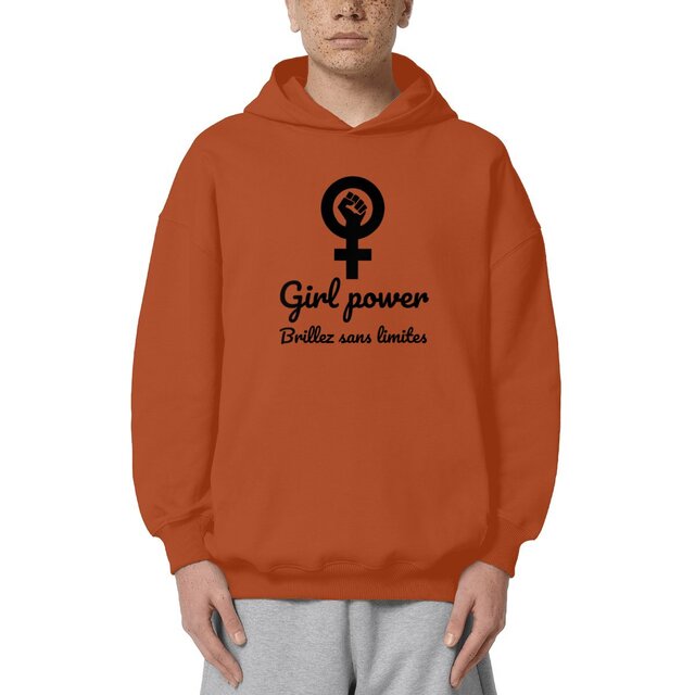 Image front Sweat à capuche végan unisexe oversized - Girl power