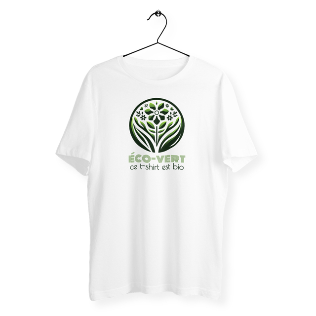 Image back T-shirt bio unisexe léger. Fleurs imprimées, éco-vert, ce t-shirt est bio