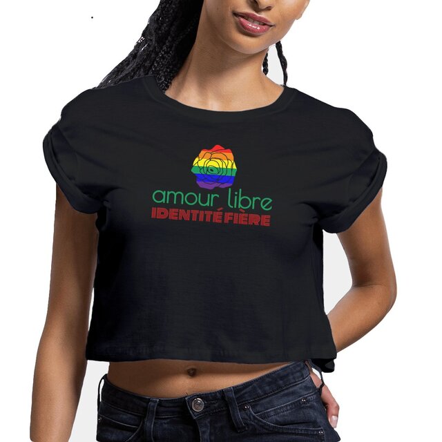 Image front Crop top coton biologique - Amour libre, identité fière