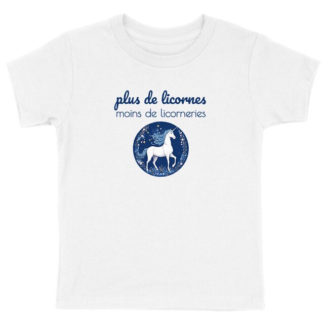 Image back T-shirt Enfant coton biologique - Plus de licornes, moins de licorneries, licorne imprimée