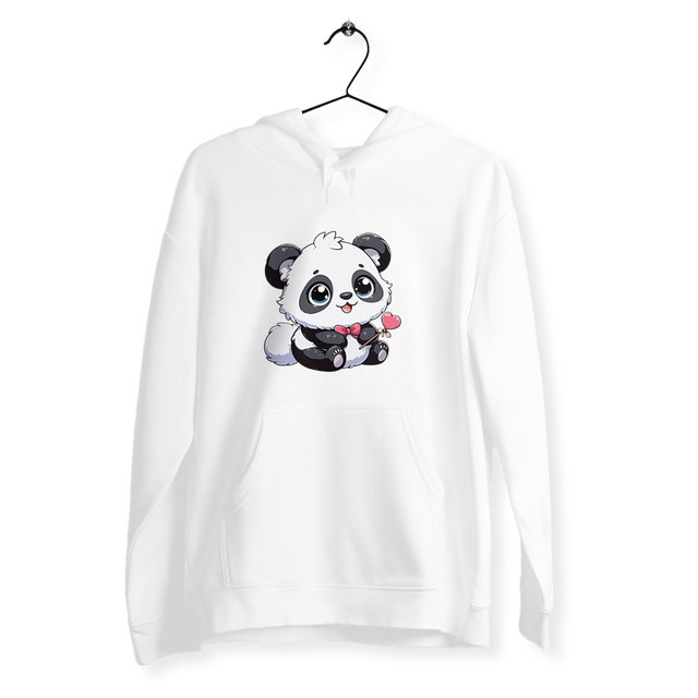 Image back Sweat panda à capuche unisexe en coton et polyester recyclé.