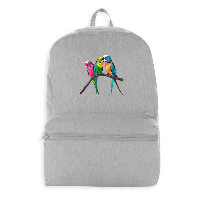 Image front Sac à dos 100 % recyclé. Imprimé à la demande en France 3 perruches