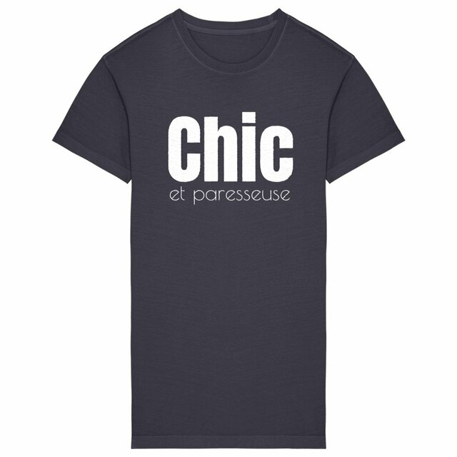Image back Robe T-shirt en coton biologique. Chic et paresseuse. Imprimée à la demande en France dans le Gard