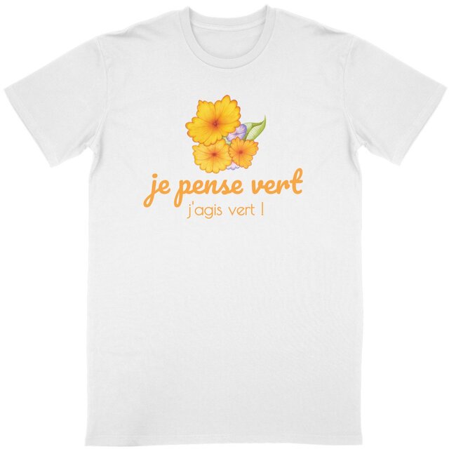 Image back T-shirt durable unisexe - Je pense vert, j'agis vert ! - Militant écolo