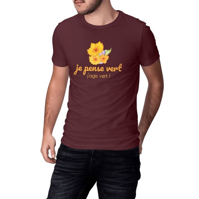 Image front T-shirt durable unisexe - Je pense vert, j'agis vert ! - Militant écolo