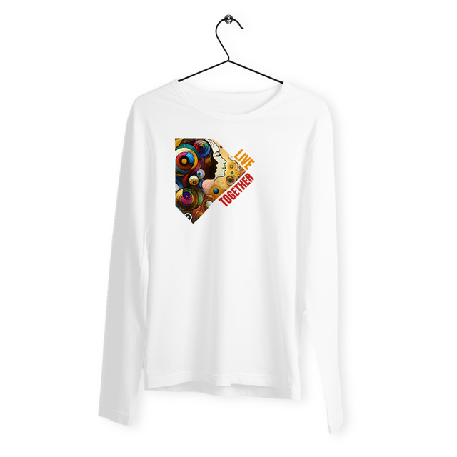 Image back T-shirt Femme manches longues en coton bio. T-shirt vivre ensemble