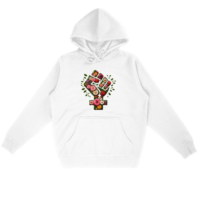 Image back Sweat à capuche Unisexe durable - poing féministe imprimé
