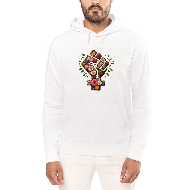 Image front Sweat à capuche Unisexe durable - poing féministe imprimé