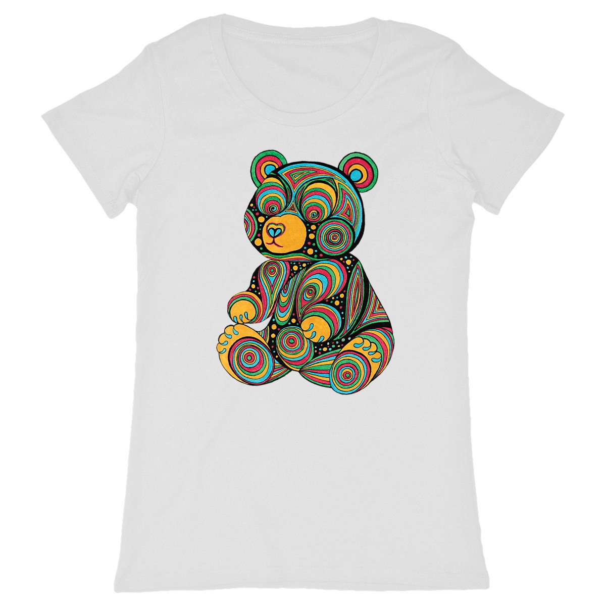 Image back T-shirt femme ourson dessiné à la main en coton biologique