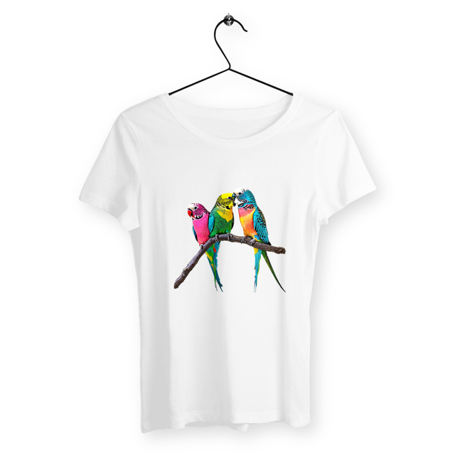 Image back T-shirt Femme cintré. Imprimé en France. 3 perruches