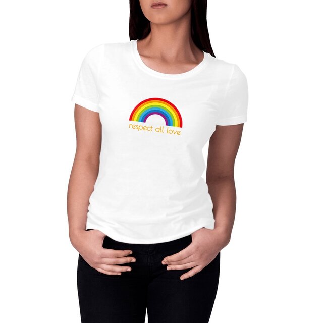 Image front T-shirt Femme coton bio - Respect all love