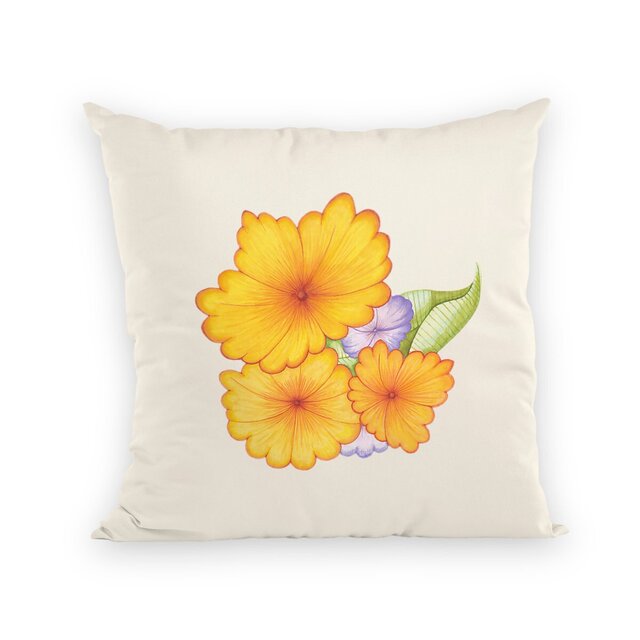 Image back Coussin fleurs multicolores imprimées premium - issu du commerce équitable
