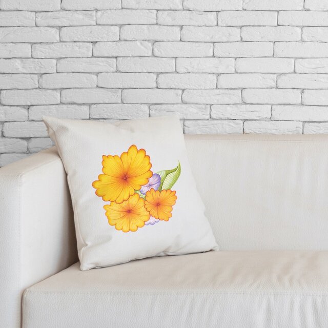 Image front Coussin fleurs multicolores imprimées premium - issu du commerce équitable