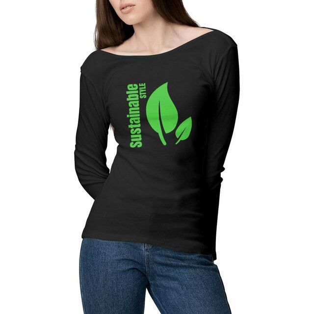 Image front T-shirt végan femme manches longues. Sustainable style
