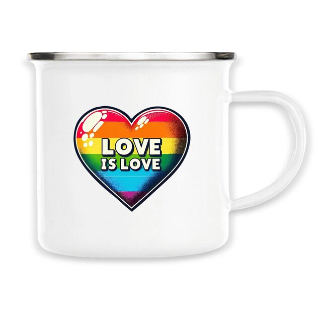 Image back Mug vintage en métal - cœur LGBTQI imprimé