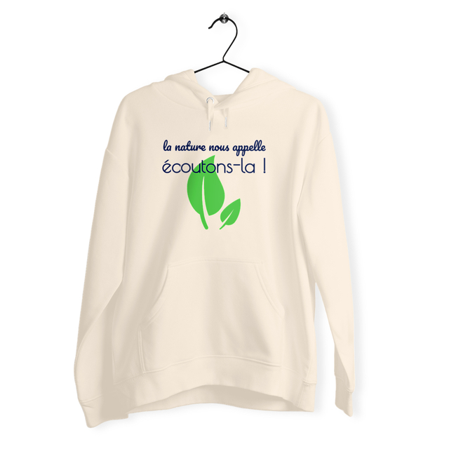 Image back Sweat à capuche végan et unisexe. La nature nous appelle, écoutons-la !