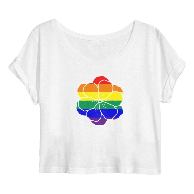 Image back Crop top végan pour femme Premium - Fleur LGBTQIA+