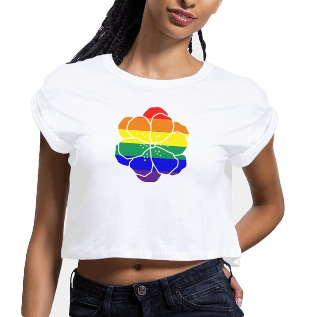 Image front Crop top végan pour femme Premium - Fleur LGBTQIA+