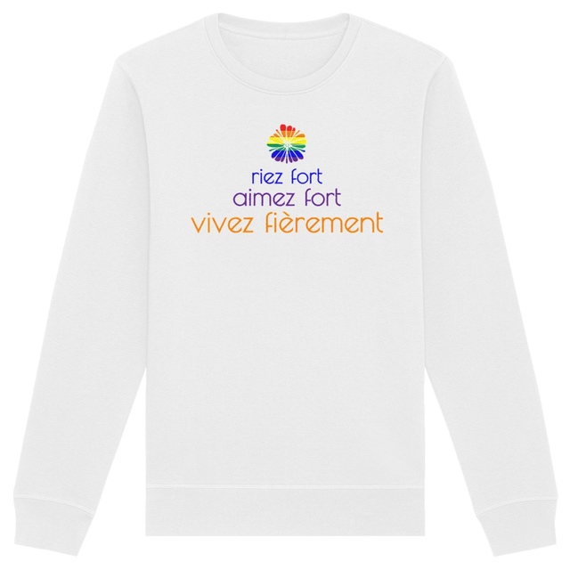Image back Sweat-shirt militant LGBT - Riez fort, aimez fort, vivez fièrement