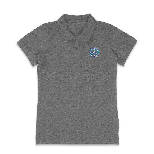 Image back Polo femme 100% coton biologique - Pour le Vivre ensemble - Logo peace and love imprimé