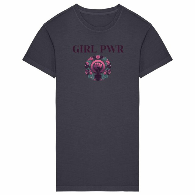 Image back Robe T-shirt Femme végan. Girl Power. 100% coton biologique