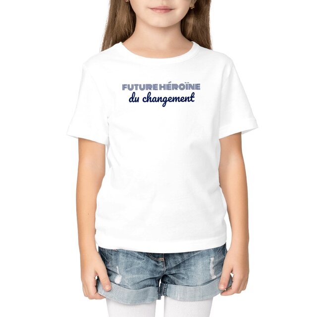 Image front T-shirt Enfant coton bio - Future héroïne du changement