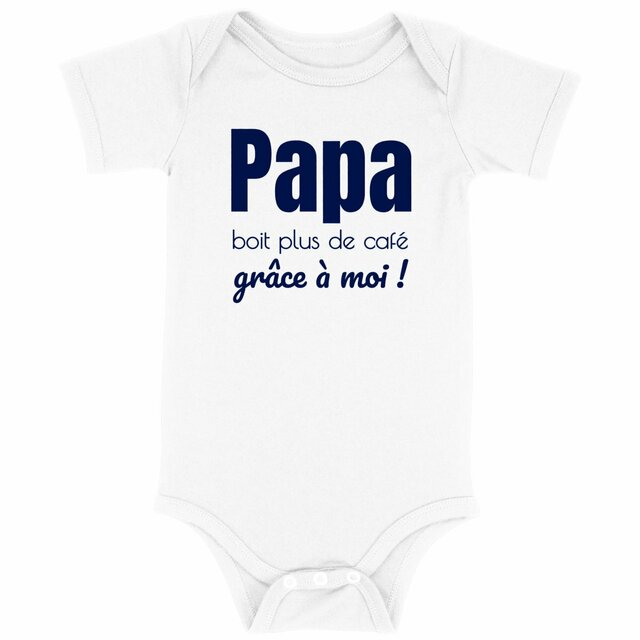 Image back Body coton bio pour bébé. 3 coloris. Papa boit plus de café grâce à moi !