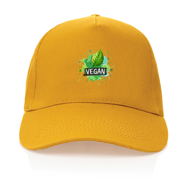 Image front Casquette 100% coton recyclé. Logo végan imprimé.