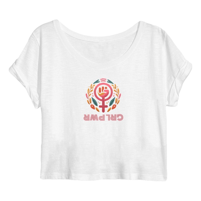 Image back Crop top Femme bio Girl Power. Crop top éthique et durable