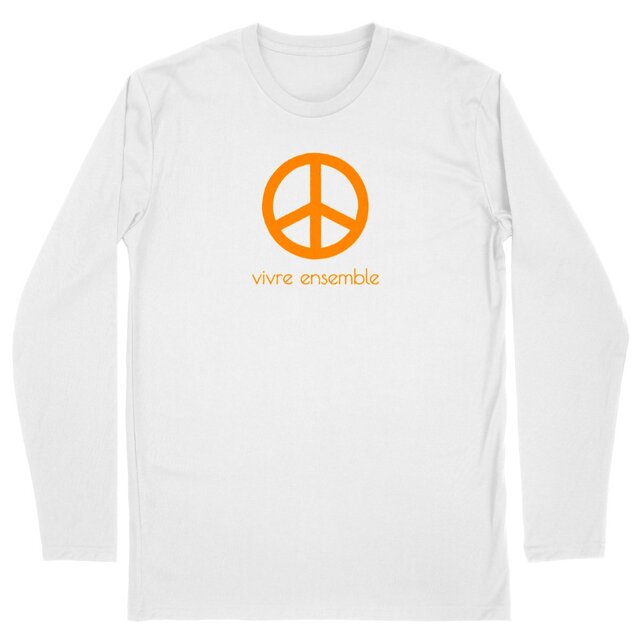 Image back T-shirt Homme militant manches longues. Vivre ensemble. 100% coton bio