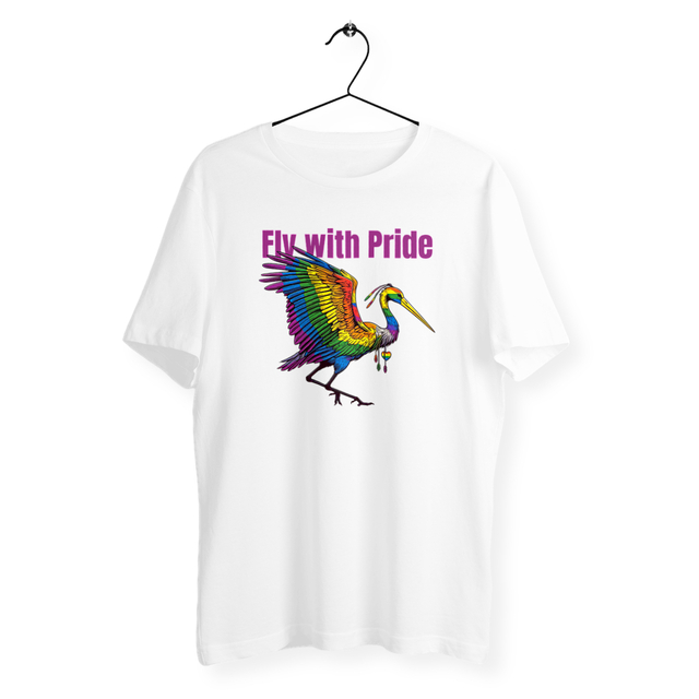 Image back T-shirt unisexe léger Fyl with Pride. T-shirt LGBTQIA. T-shirt imprimé oiseau