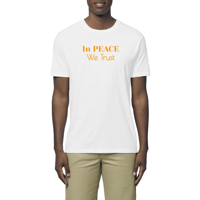 Image front T-shirt unisexe léger 100% coton biologique - Militant de la paix - In Peace, We Trust