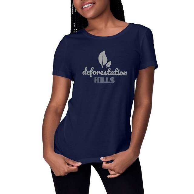 Image front T-shirt coton bio femme - Militante écolo, Deforestation Kills