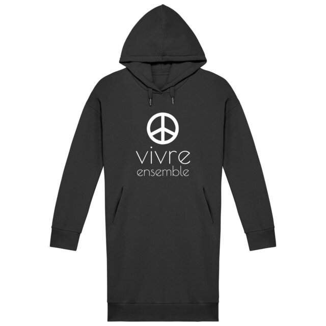 Image back Robe sweat femme vivre ensemble - Coton bio et Polyester recyclé
