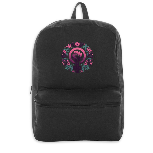 Image back Sac à dos 100% recyclé avec poing féministe imprimé en France