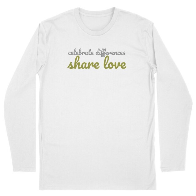 Image back T-shirt Homme manches longues coton bio - Celebrate differences, share love.
