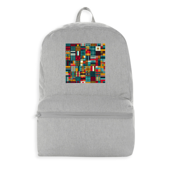 Image front Sac à dos tendance avec motif écossais recyclé. 100% éco-responsable.