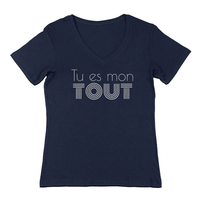 Image back T-shirt Femme Col V - Coton Bio - Tu es mon tout