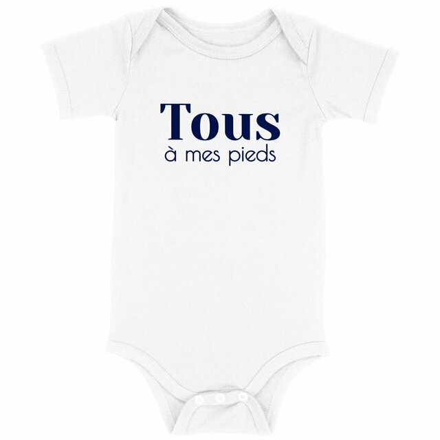 Image back Body bébé en coton biologique. Body écoresponsable. Tous à mes pieds. Imprimé en France à la demande