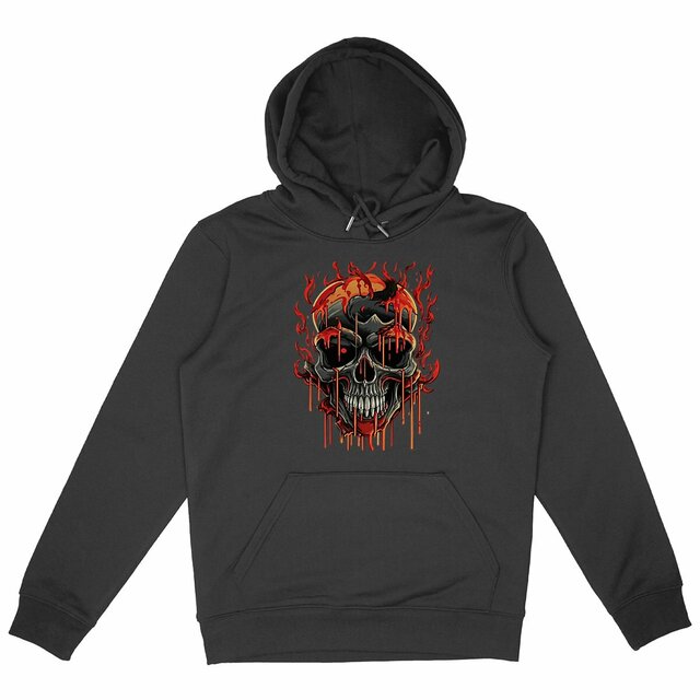 Image back Black Hoodies with Skulls Blood and Fire 9