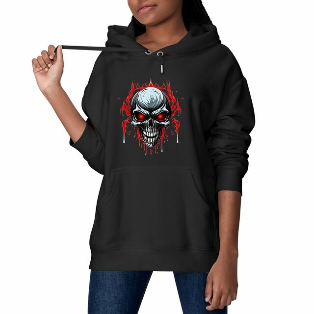 Image front Black Hoodies with Skulls Blood and Fire 35